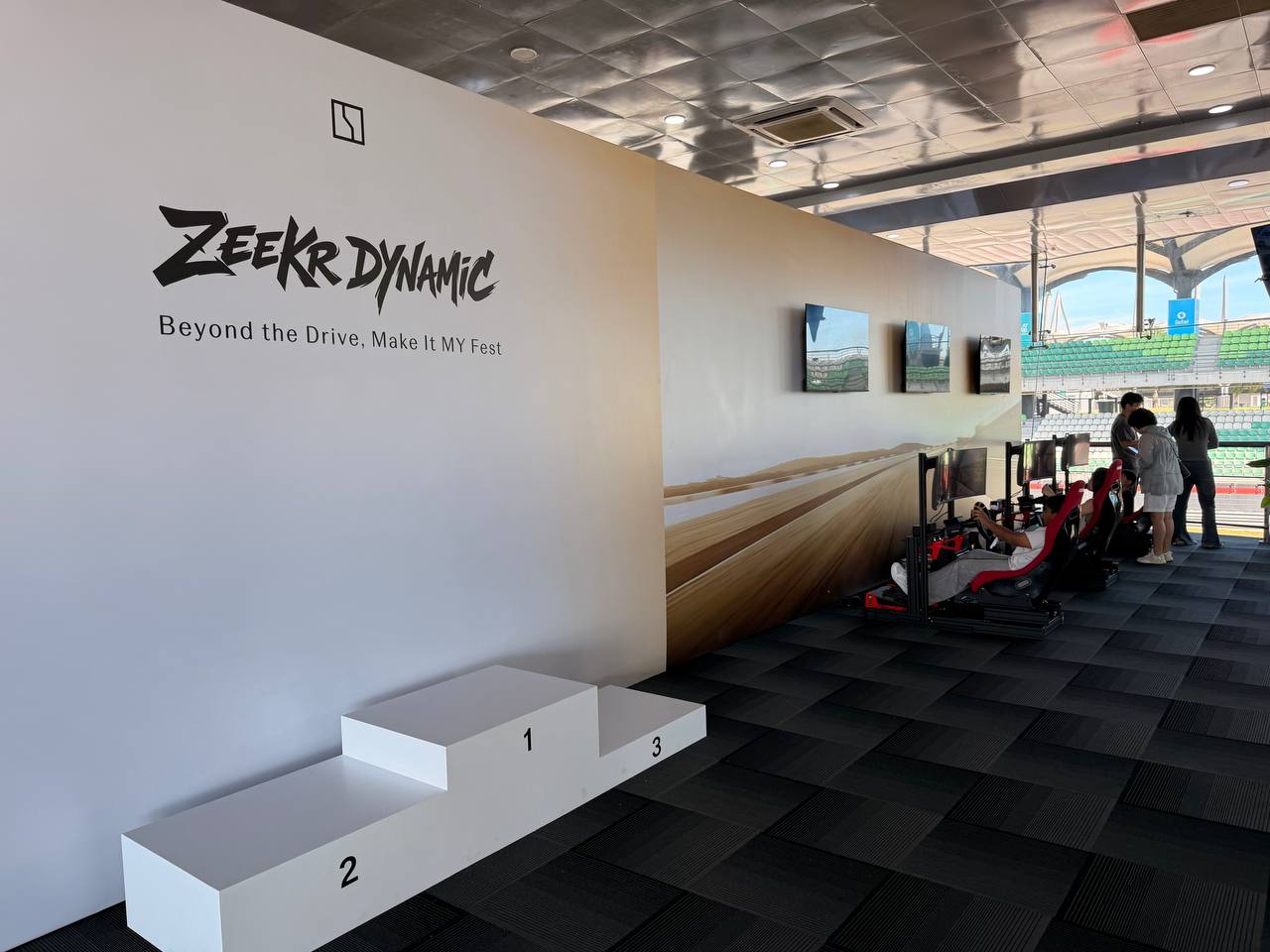 Sim racing simulator rigs branded for Zeekr at the Owners' Track Day, Sepang International Circuit