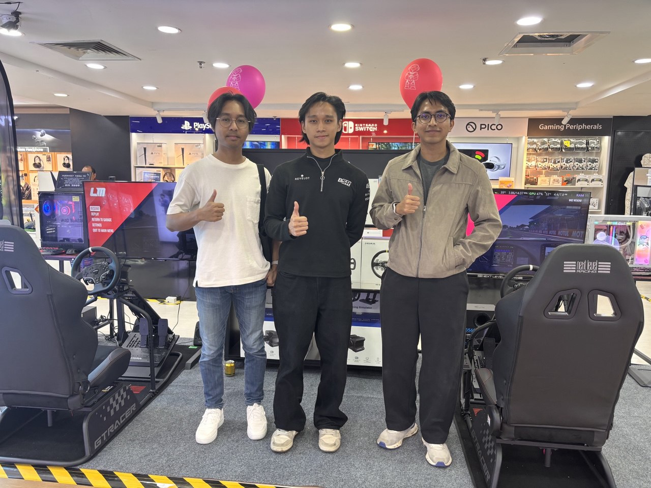 Professional sim racing coach and student